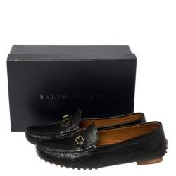 Ralph Lauren Collection Black Leather Slip On Loafers Size 40.5