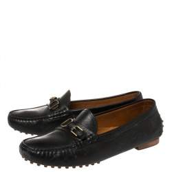Ralph Lauren Collection Black Leather Slip On Loafers Size 40.5