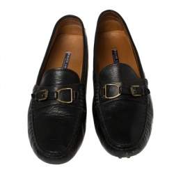 Ralph Lauren Collection Black Leather Slip On Loafers Size 40.5