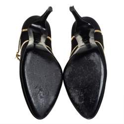 Pre Owned Ralph Lauren Collection Black/Gold Suede And Leather Pumps Size 38.5