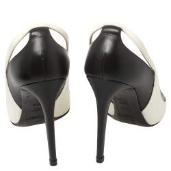 Pre Owned Ralph Lauren Collection White/Black Leather Pointed Toe Pumps Size 39