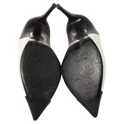 Pre Owned Ralph Lauren Collection White/Black Leather Pointed Toe Pumps Size 39