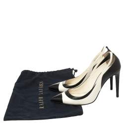 Pre Owned Ralph Lauren Collection White/Black Leather Pointed Toe Pumps Size 39