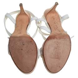 Pre Owned Ralph Lauren Collection White Leather Open Toe Ankle Strap Sandals Size 37.5