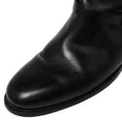 Pre Owned Ralph Lauren Collection Brown/Black Leopard Print Pony Hair and Leather Riding Knee High Boots Size 38.5