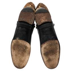 Pre Owned Ralph Lauren Collection Brown/Black Leopard Print Pony Hair and Leather Riding Knee High Boots Size 38.5