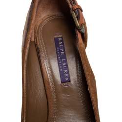 Pre Owned Ralph Lauren Brown Suede SIde Buckle Round Toe Pumps Size 39
