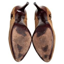 Pre Owned Ralph Lauren Brown Suede SIde Buckle Round Toe Pumps Size 39