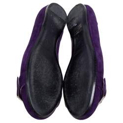 Pre Owned Ralph Lauren Collection Purple Suede D Buckle Ballet Flats Size 38