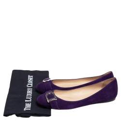 Pre Owned Ralph Lauren Collection Purple Suede D Buckle Ballet Flats Size 38