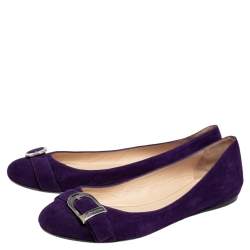 Pre Owned Ralph Lauren Collection Purple Suede D Buckle Ballet Flats Size 38