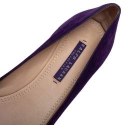 Pre Owned Ralph Lauren Collection Purple Suede D Buckle Ballet Flats Size 38
