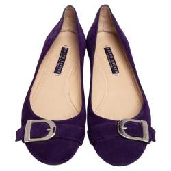 Pre Owned Ralph Lauren Collection Purple Suede D Buckle Ballet Flats Size 38