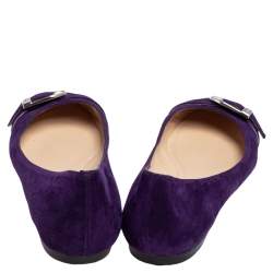 Pre Owned Ralph Lauren Collection Purple Suede D Buckle Ballet Flats Size 38