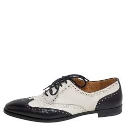 Pre Owned Ralph Lauren Collection White/Black Brogue Leather Oxfords Size 37.5