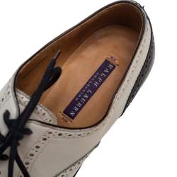 Pre Owned Ralph Lauren Collection White/Black Brogue Leather Oxfords Size 37.5