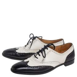 Pre Owned Ralph Lauren Collection White/Black Brogue Leather Oxfords Size 37.5