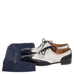 Pre Owned Ralph Lauren Collection White/Black Brogue Leather Oxfords Size 37.5