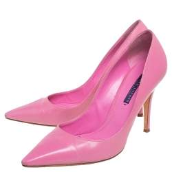 Pre Owned Ralph Lauren Collection Pink Leather Armissa Pointed Toe Pumps Size 41