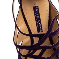 Ralph Lauren Collection Purple Suede Caged Ankle Strap Sandals Size 39.5