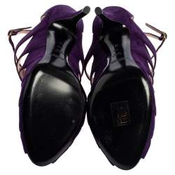 Ralph Lauren Collection Purple Suede Caged Ankle Strap Sandals Size 39.5
