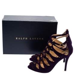 Ralph Lauren Collection Purple Suede Caged Ankle Strap Sandals Size 39.5