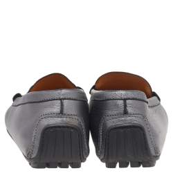 Ralph Lauren Collection Metallic Grey Leather Slip On Loafers Size 40
