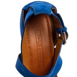 Pre Owned Ralph Lauren Collection Blue Suede Alannah Sandals Size 37.5