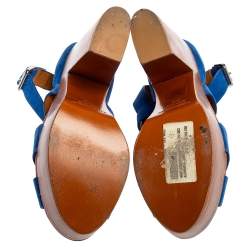 Pre Owned Ralph Lauren Collection Blue Suede Alannah Sandals Size 37.5