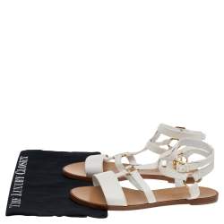 Pre Owned Ralph Lauren Collection White Python Strappy Flat Sandals Size 40