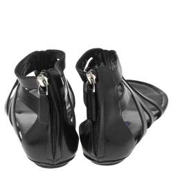 Pre Owned Ralph Lauren Black Leather T-Strap Flat Sandals Size 40