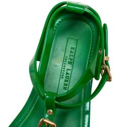 Pre Owned Ralph Lauren Collection Green Jelly Thong Ankle Strap Flat Sandals Size 40