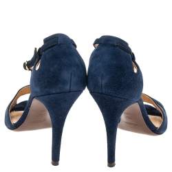 Pre Owned Ralph Lauren Collection Navy Blue Suede Crisscross Strap Sandals Size 40