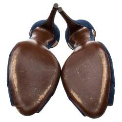 Pre Owned Ralph Lauren Collection Navy Blue Suede Crisscross Strap Sandals Size 40