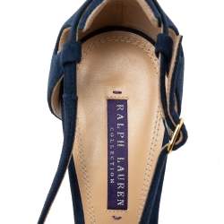 Pre Owned Ralph Lauren Collection Navy Blue Suede Crisscross Strap Sandals Size 40