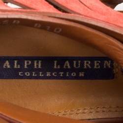 Ralph Lauren Collection Tan/Red Leather and Suede Flat Gladiator Sandals Size 40