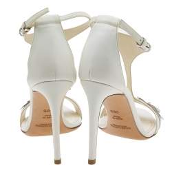 Pre Owned Ralph Lauren Collection White Leather Blessita Ankle Strap Sandals Size 36