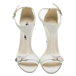 Pre Owned Ralph Lauren Collection White Leather Blessita Ankle Strap Sandals Size 36
