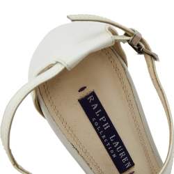 Pre Owned Ralph Lauren Collection White Leather Blessita Ankle Strap Sandals Size 36