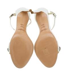 Pre Owned Ralph Lauren Collection White Leather Blessita Ankle Strap Sandals Size 36