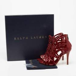 Pre Owned Ralph Lauren Collection Burgundy Leather Cut-Out Sandals Size 36