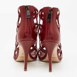 Pre Owned Ralph Lauren Collection Burgundy Leather Cut-Out Sandals Size 36