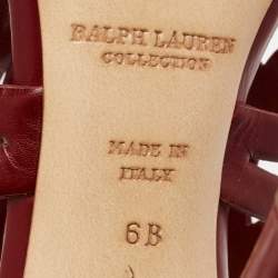 Pre Owned Ralph Lauren Collection Burgundy Leather Cut-Out Sandals Size 36
