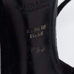 Pre Owned Ralph Lauren Collection Black Velvet Platform Ankle Strap  Sandals Size 37