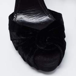 Pre Owned Ralph Lauren Collection Black Velvet Platform Ankle Strap  Sandals Size 37