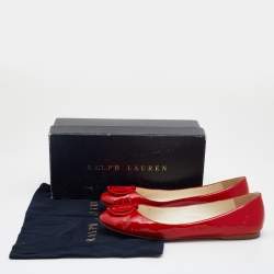 Pre Owned Ralph Lauren Collection Red Patent Leather Ballet Flats Size 40