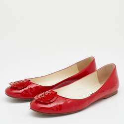 Pre Owned Ralph Lauren Collection Red Patent Leather Ballet Flats Size 40
