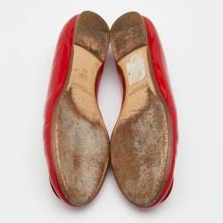 Pre Owned Ralph Lauren Collection Red Patent Leather Ballet Flats Size 40