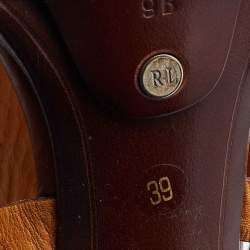 Pre Owned Ralph Lauren Collection Brown Leather Platform Sandals Size 39