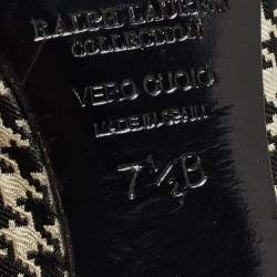 Pre Owned Ralph Lauren Collection Black/White Leather and Canvas Ballet Flats Size 37.5